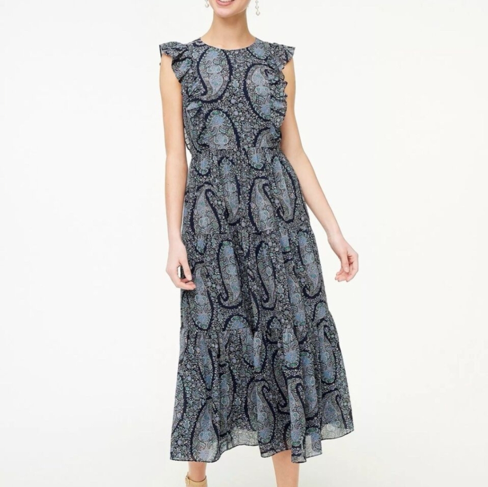 J. Crew Paisley ruffle dress NWT